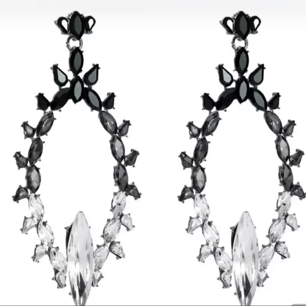 Earrings Large Ombre Bling Rhinestone Magic Mirror - Picture 3 of 5